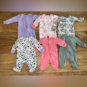Wonder Nation Newborn Ribbed Sleep & Play Pajamas - 6 Piece Bundle Single owner